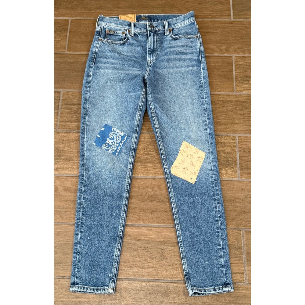 Polo Ralph Lauren Tompkins Skinny High Rise Ankle Patchwork Jeans 27 Paisley